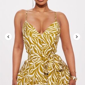 Fashion Nova Chartreuse Printed Maxi Dress